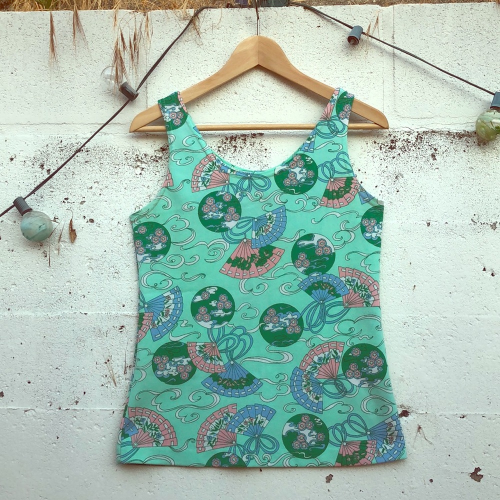 Vintage 1960s Tank with Fan Print